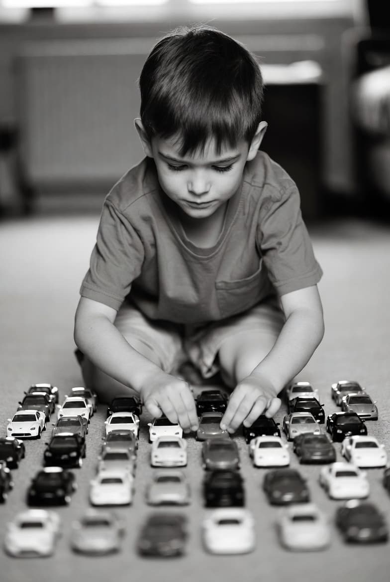 Child with autism in room